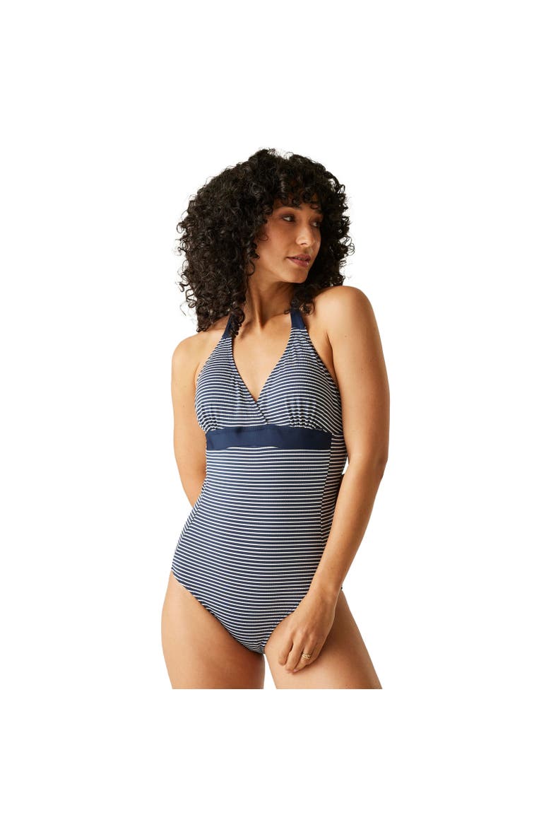 Flavia II Stripe One Piece Bathing Suit, Alternate, color, Navy and White