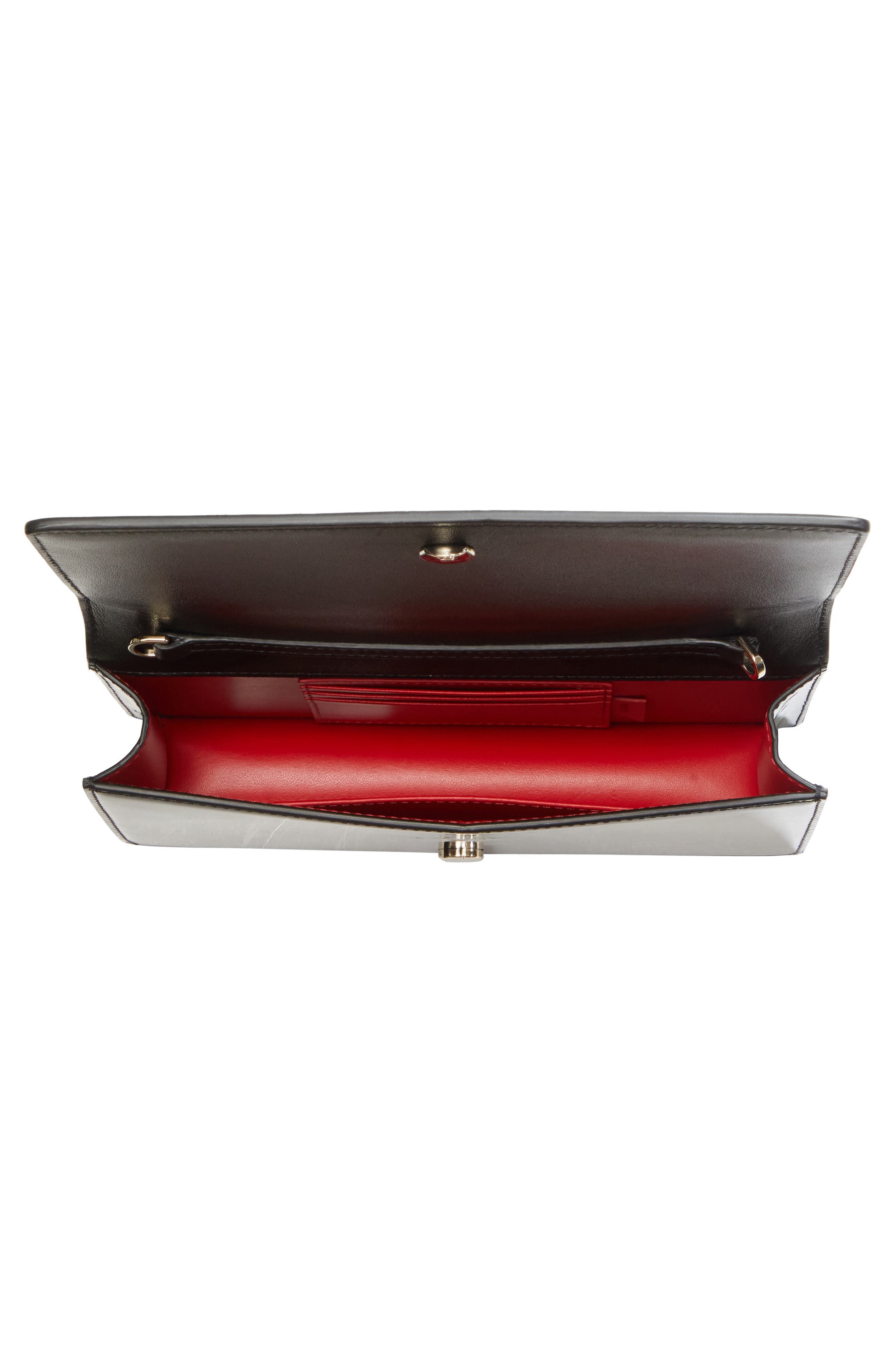 Christian Louboutin Bettina Patent Leather Clutch, Alternate, color, Black/ Gold