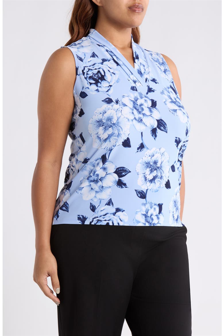 Floral Triple Pleat V-neck Top, Alternate, color, LAKESHORE MULTI