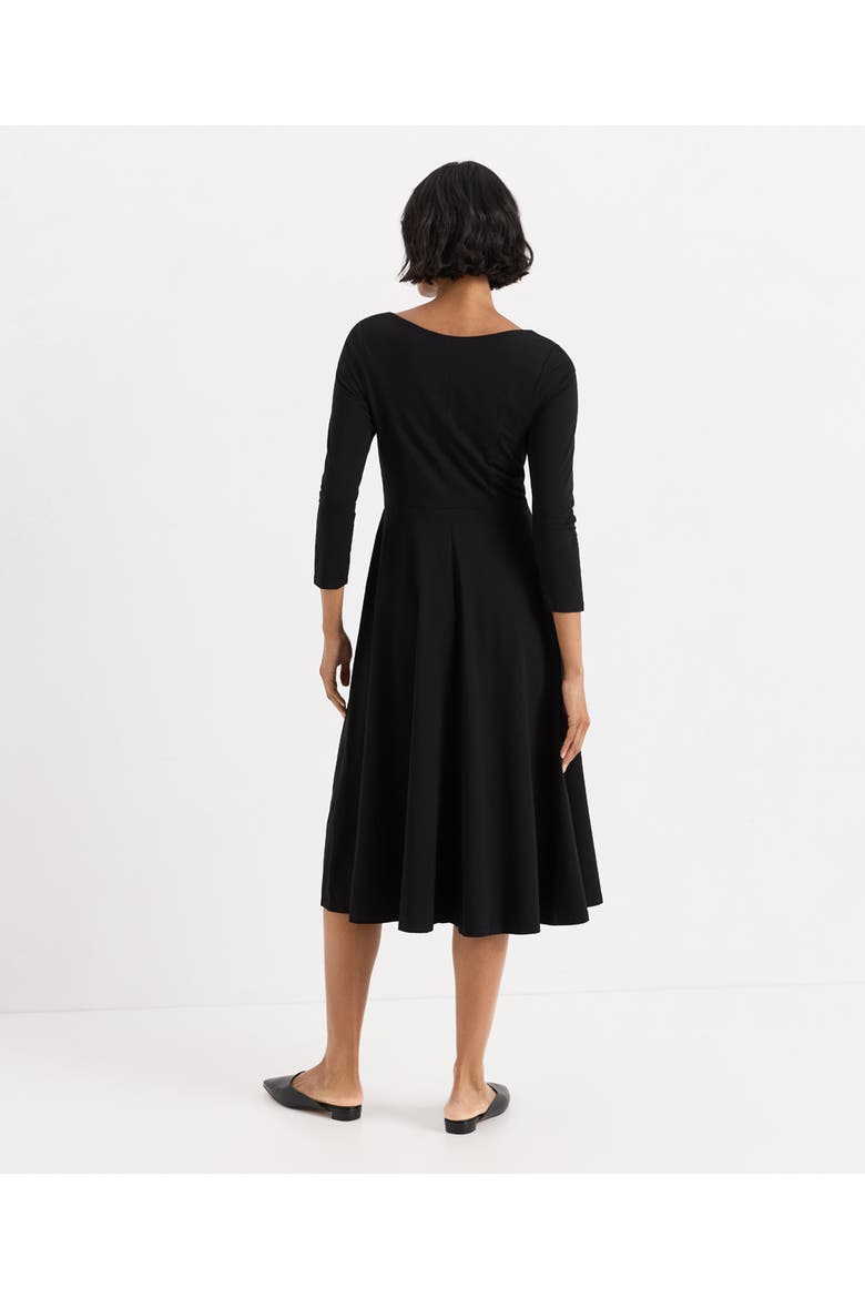 Fit & Flare Three Quarter Sleeve Ballet Dress Made with Organic Cotton, Alternate, color, Black