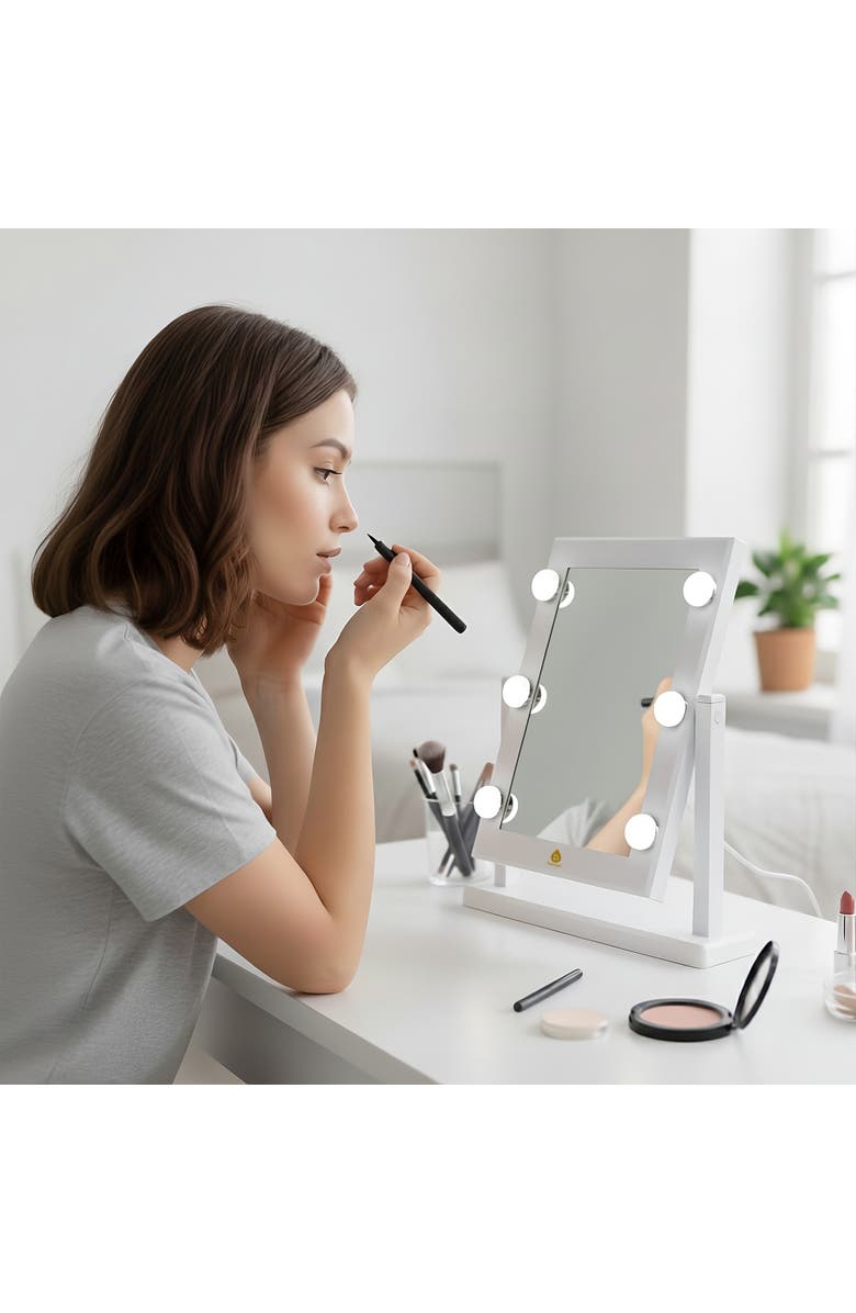 PURSONIC 14" LED Hollywood Glam Mirror - Refined Brilliance Pro Lighted Makeup Mirror, Alternate, color, White