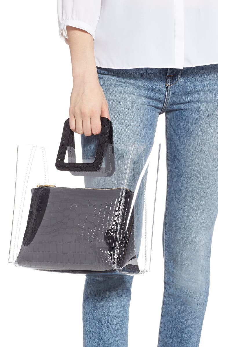 STAUD Shirley Transparent Tote, Alternate, color, Black