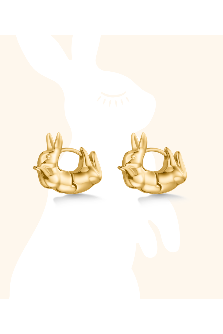 Rabbit Earrings, Main, color, Gold
