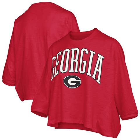 Women's Pressbox  Red Georgia Bulldogs Midi Arch Over Logo Oversized T-Shirt