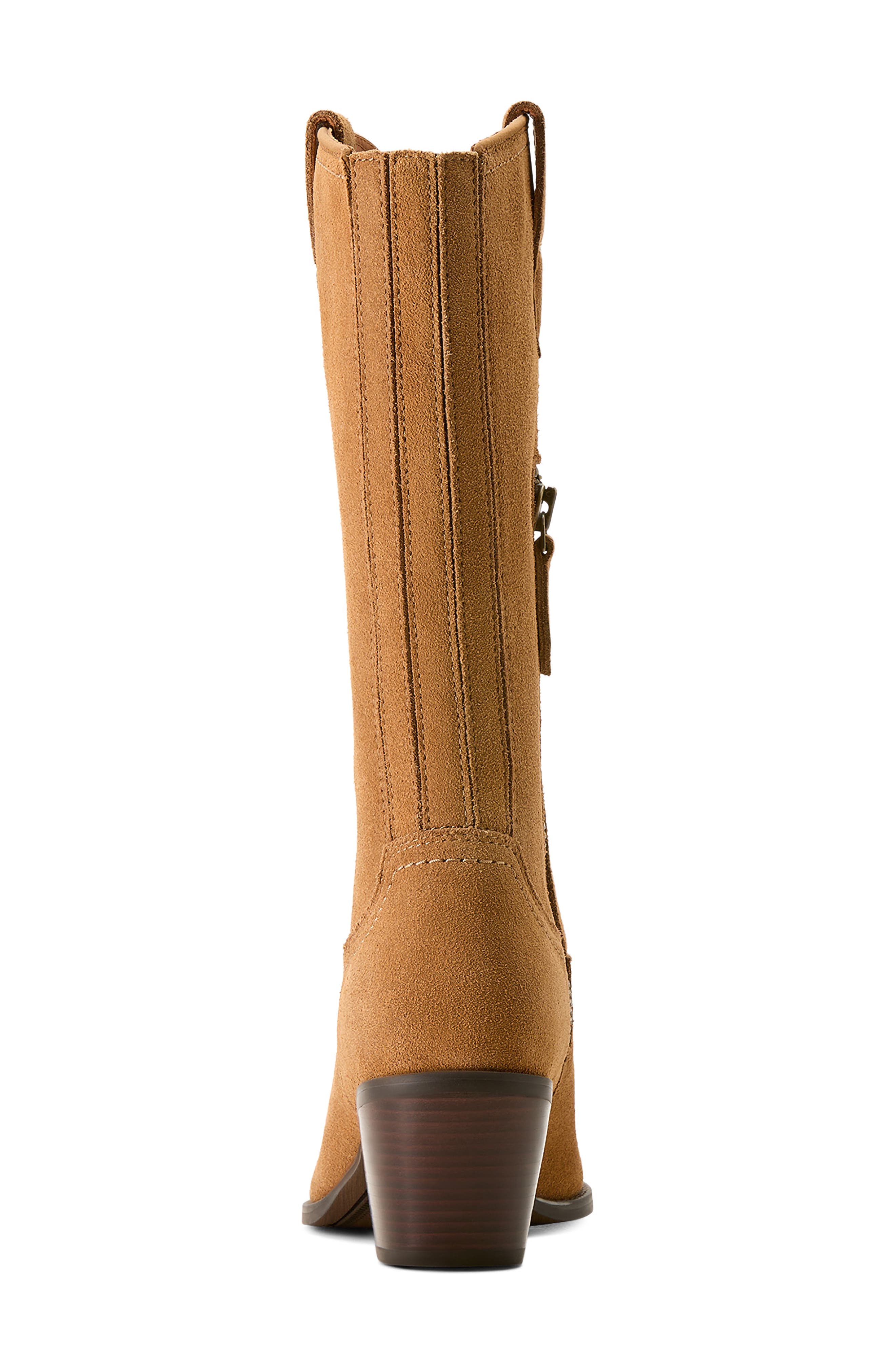 Addison Leather Western Boot, Alternate, color, CARAMEL SUEDE