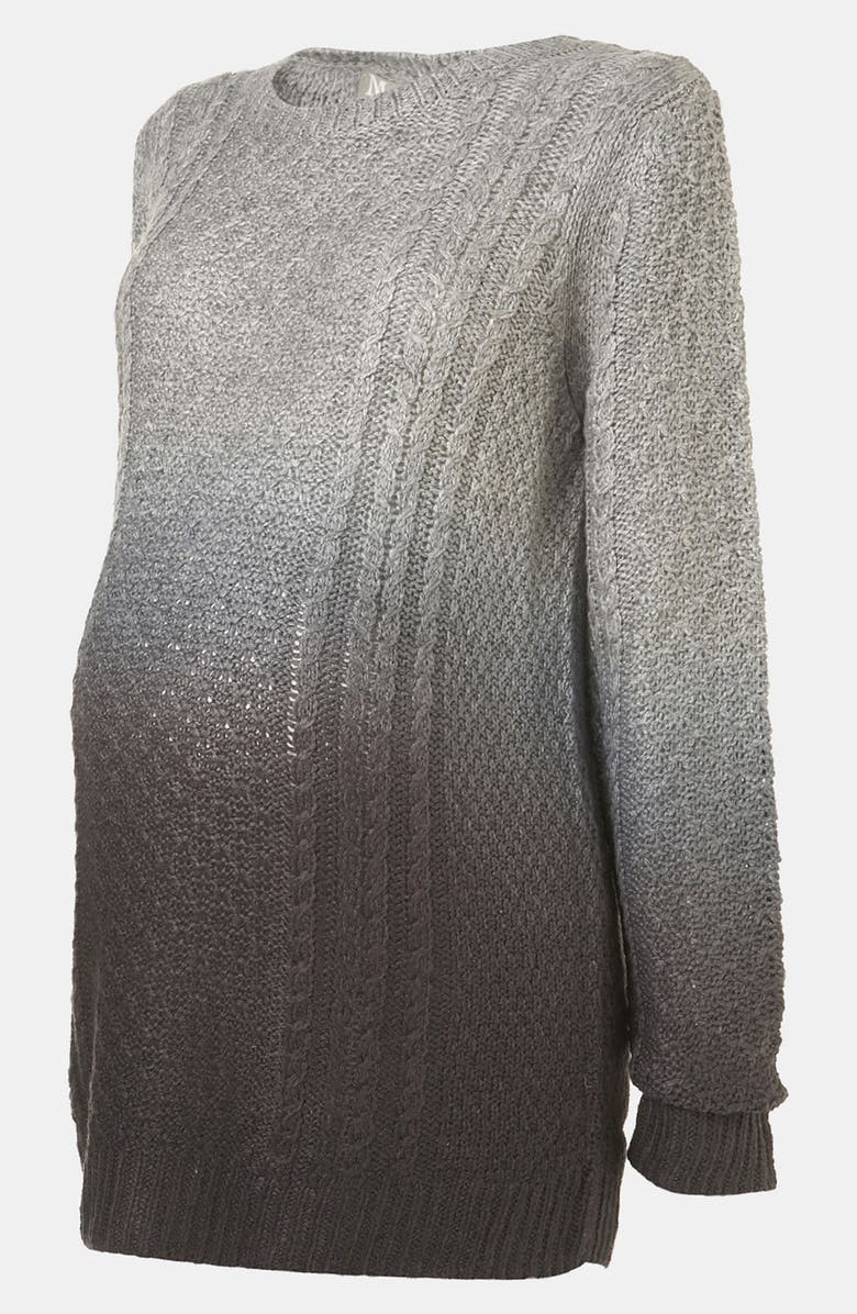 Topshop Dip Dye Cable Knit Maternity Sweater, Alternate, color, 