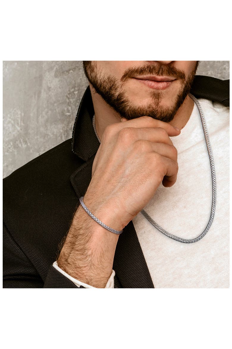 4.2mm Foxtail Chain Necklace & Bracelet Set, Alternate, color, SILVER