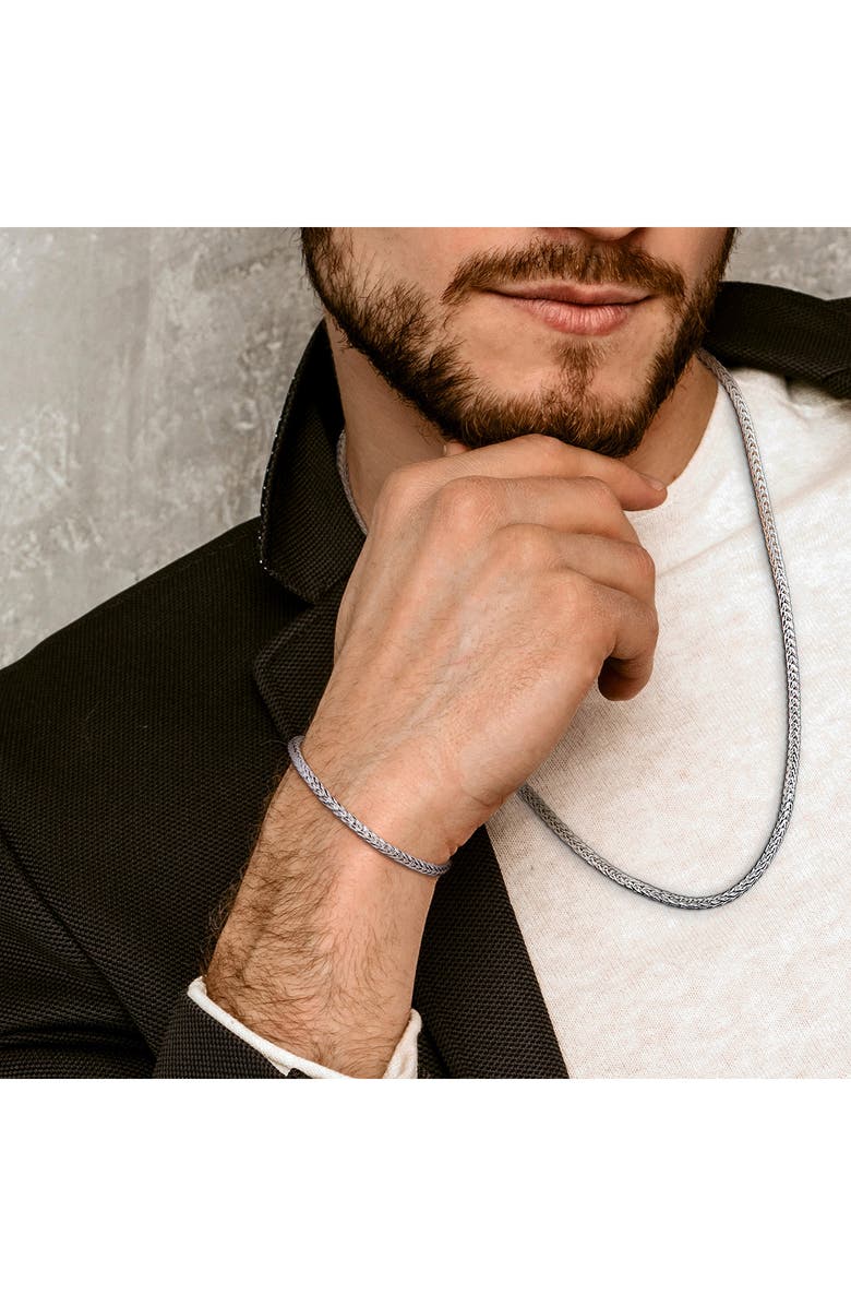 DELMAR 4.2mm Foxtail Chain Necklace & Bracelet Set, Alternate, color, Silver