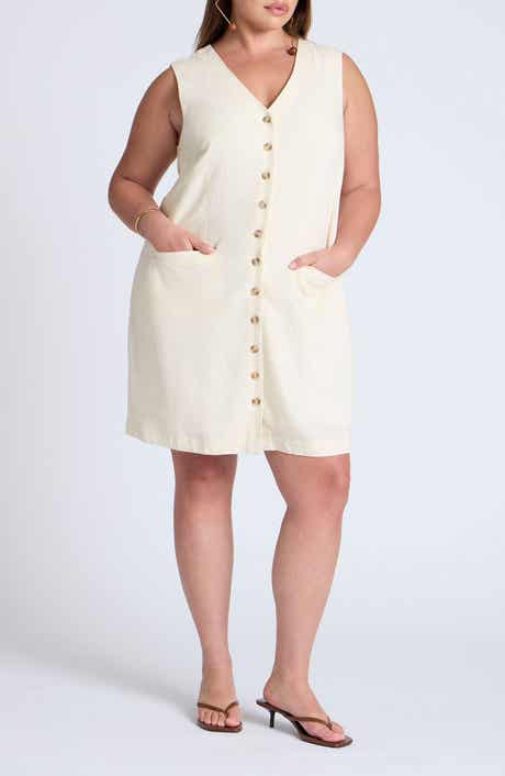 Button Linen Blend Dress