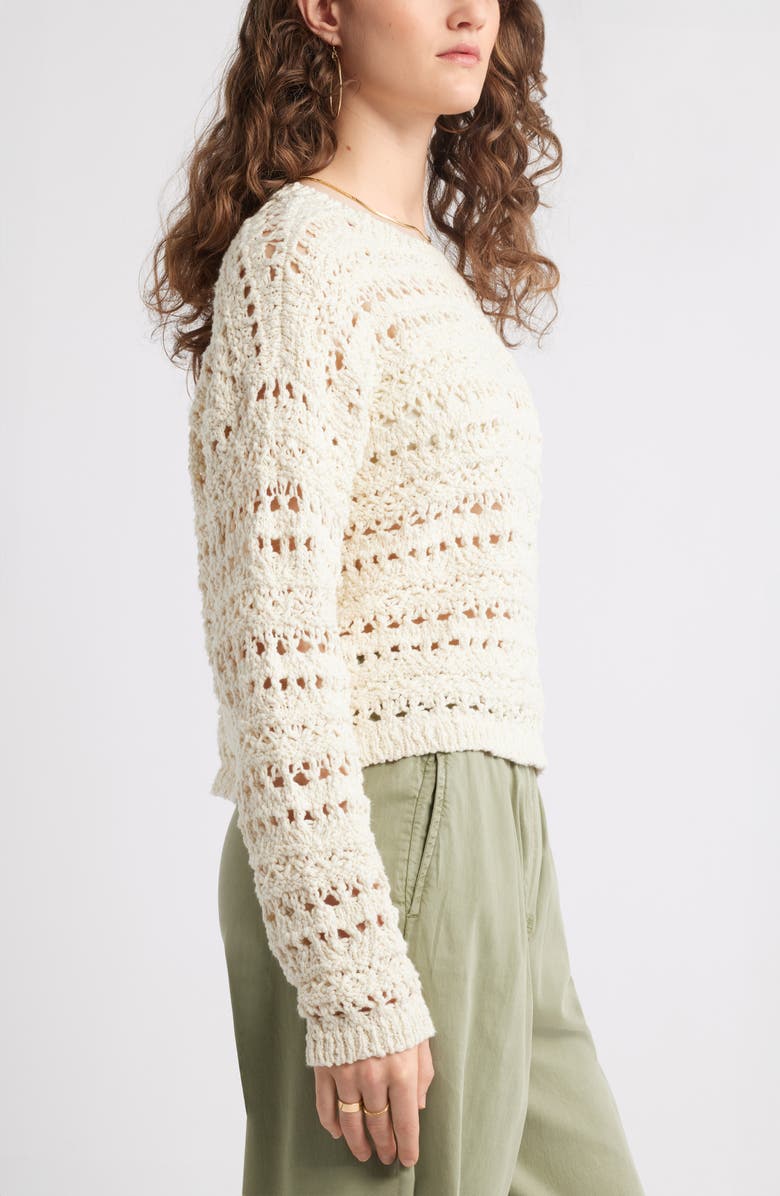 Treasure & Bond Open Stitch Cotton Sweater, Alternate, color, Ivory Dove