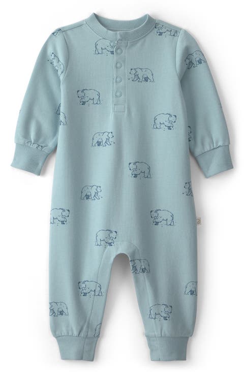 Kids' Bear Print Organic Cotton Blend Jumpsuit
