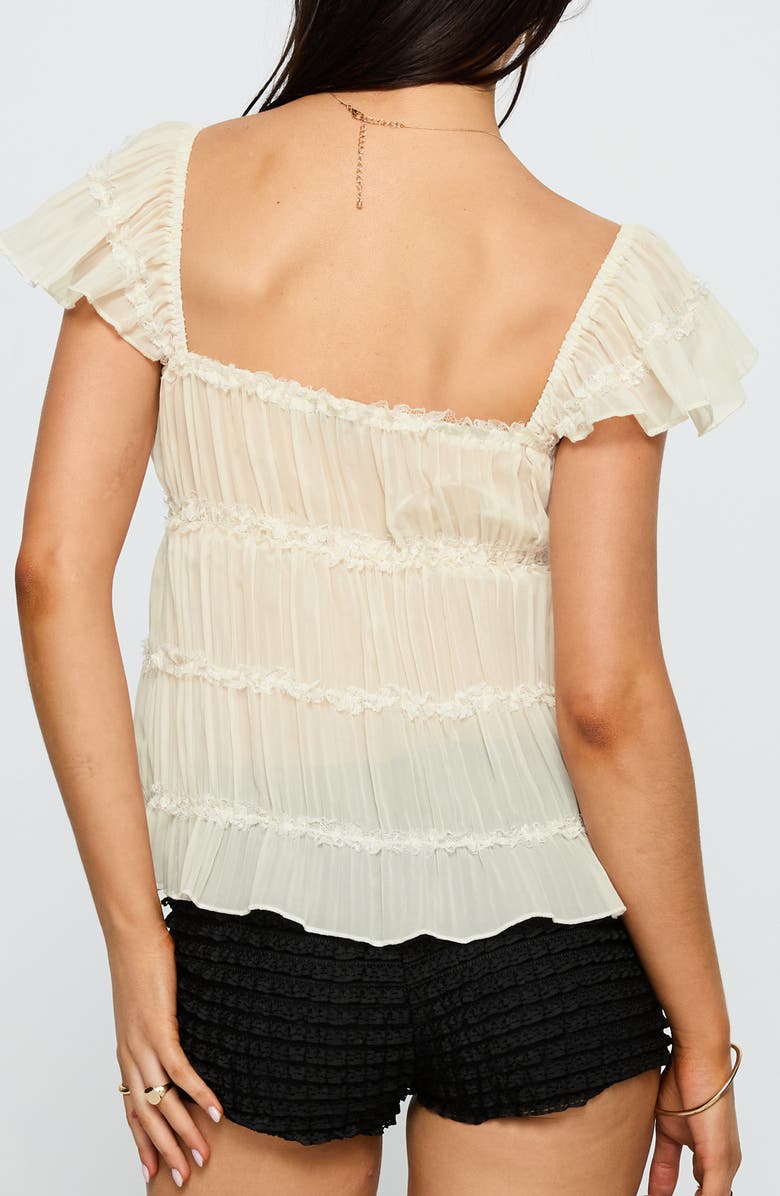 Princess Polly Brighter Than Stars Tiered Chiffon Top, Alternate, color, Cream