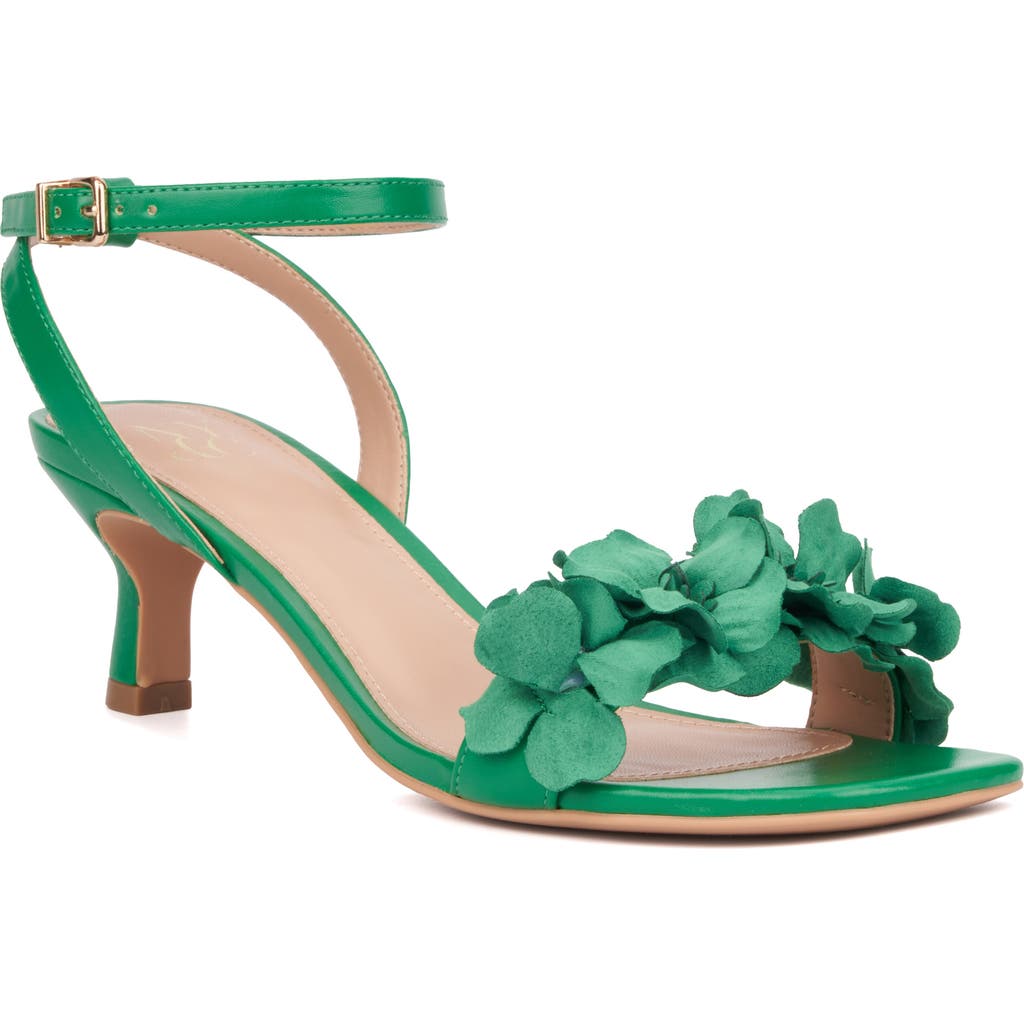 Shop New York And Company Gwendolyn Flower Strap Sandal In Green