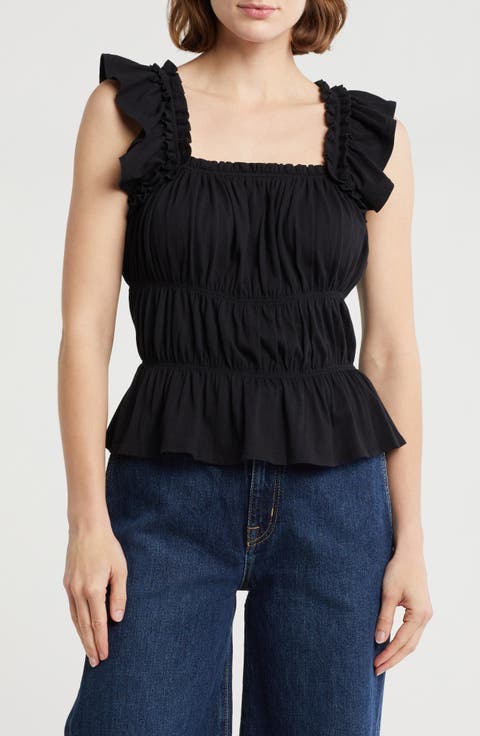 Smocked Cotton Tank Top