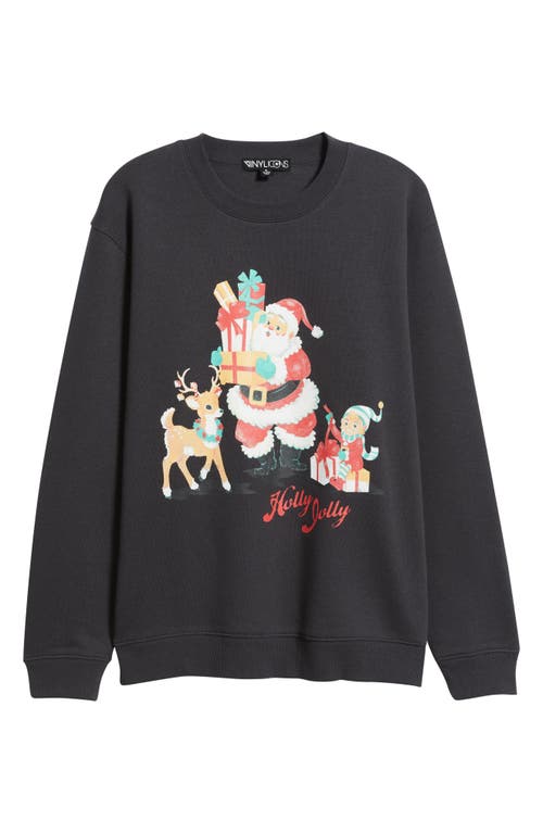 Vinyl Icons Holly Jolly Santa Crewneck Sweatshirt In Black