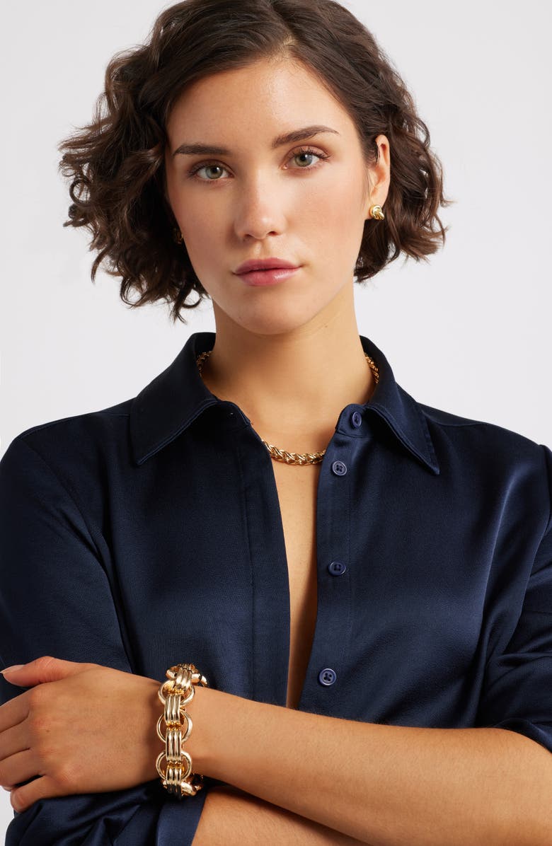 Nordstrom Bold Chain Stretch Bracelet, Alternate, color, Gold