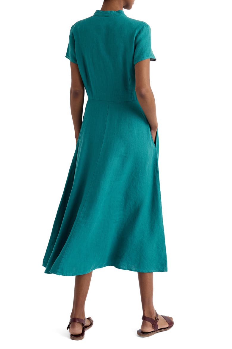 Carved Wood Linen Midi Dress, Alternate, color, DEEP DIVE