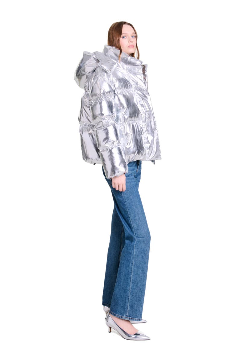 maje Silver hooded jacket, Alternate, color, 