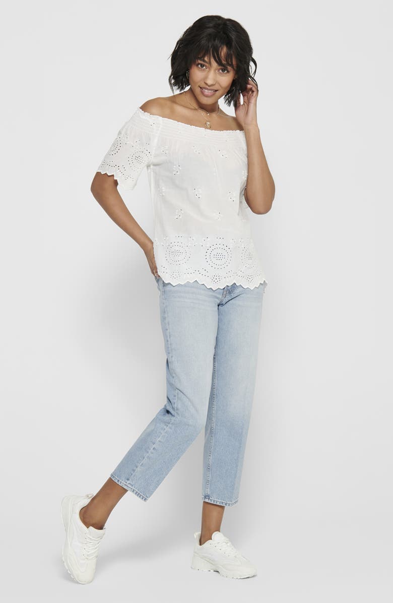 Only Shery Eyelet Off the Shoulder Top, Alternate, color, 