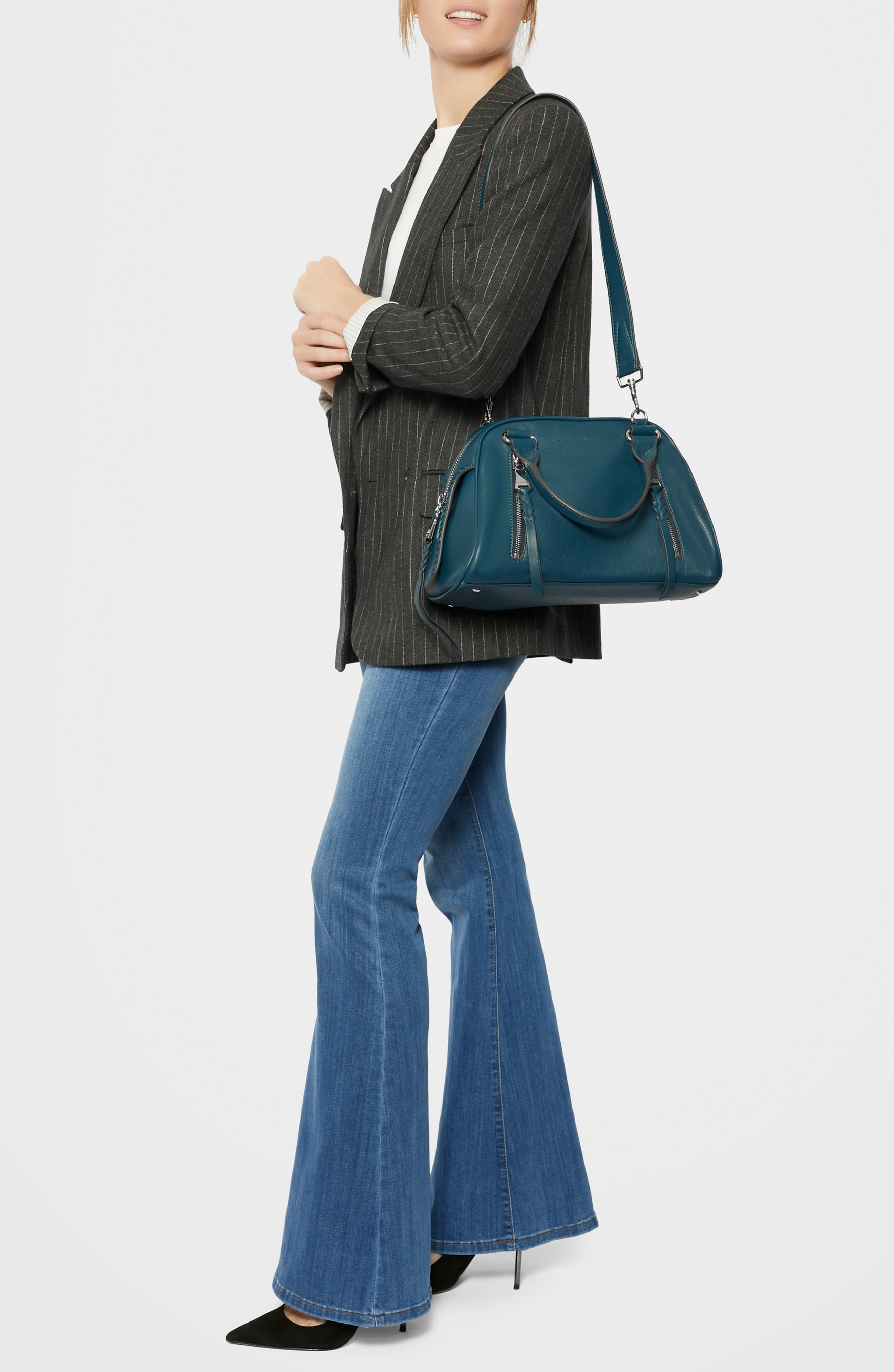 The Day Dream Leather Satchel, Alternate, color, TEAL