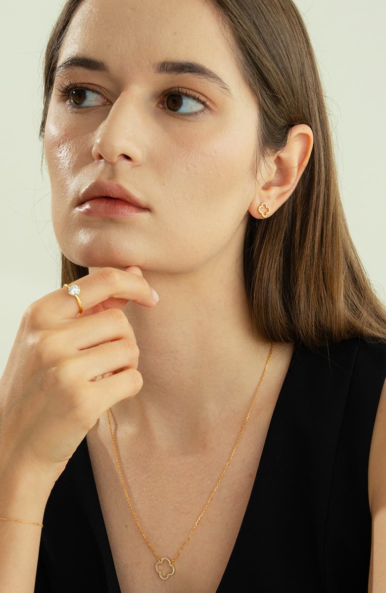 Bearfruit Jewelry Sterling Silver 18k Gold Plated Aria Clover Necklace, Earring & Bracelet Set Holiday Gift Idea, Alternate, color, Gold