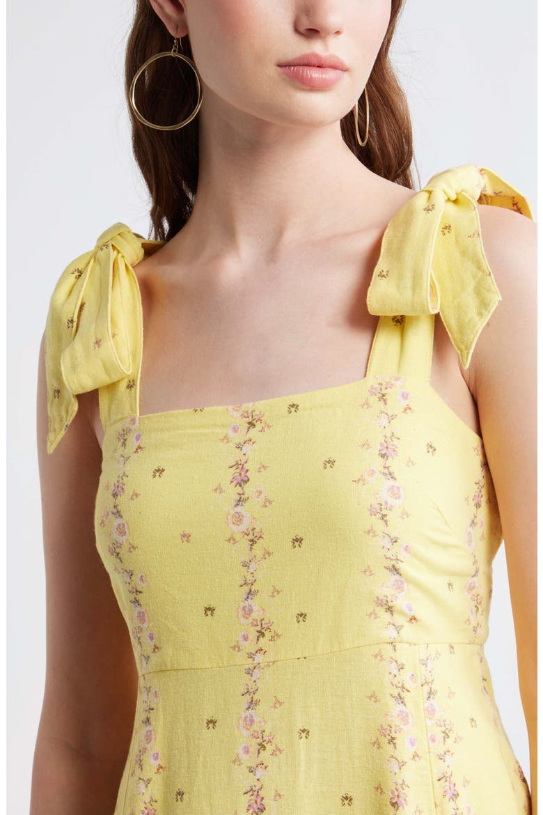 Floral Linen Blend Maxi Sundress, Alternate, color, YELLOW- PURPLE BLOSSOM BORDER
