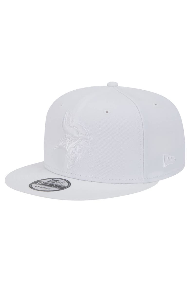 Men's New Era Minnesota Vikings Main White on White 9FIFTY Snapback Hat, Main, color, White