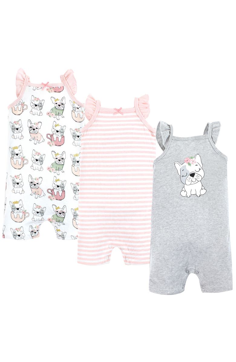 Hudson Baby Essential Cotton Rompers, Main, color, Girl Whimsical Dog