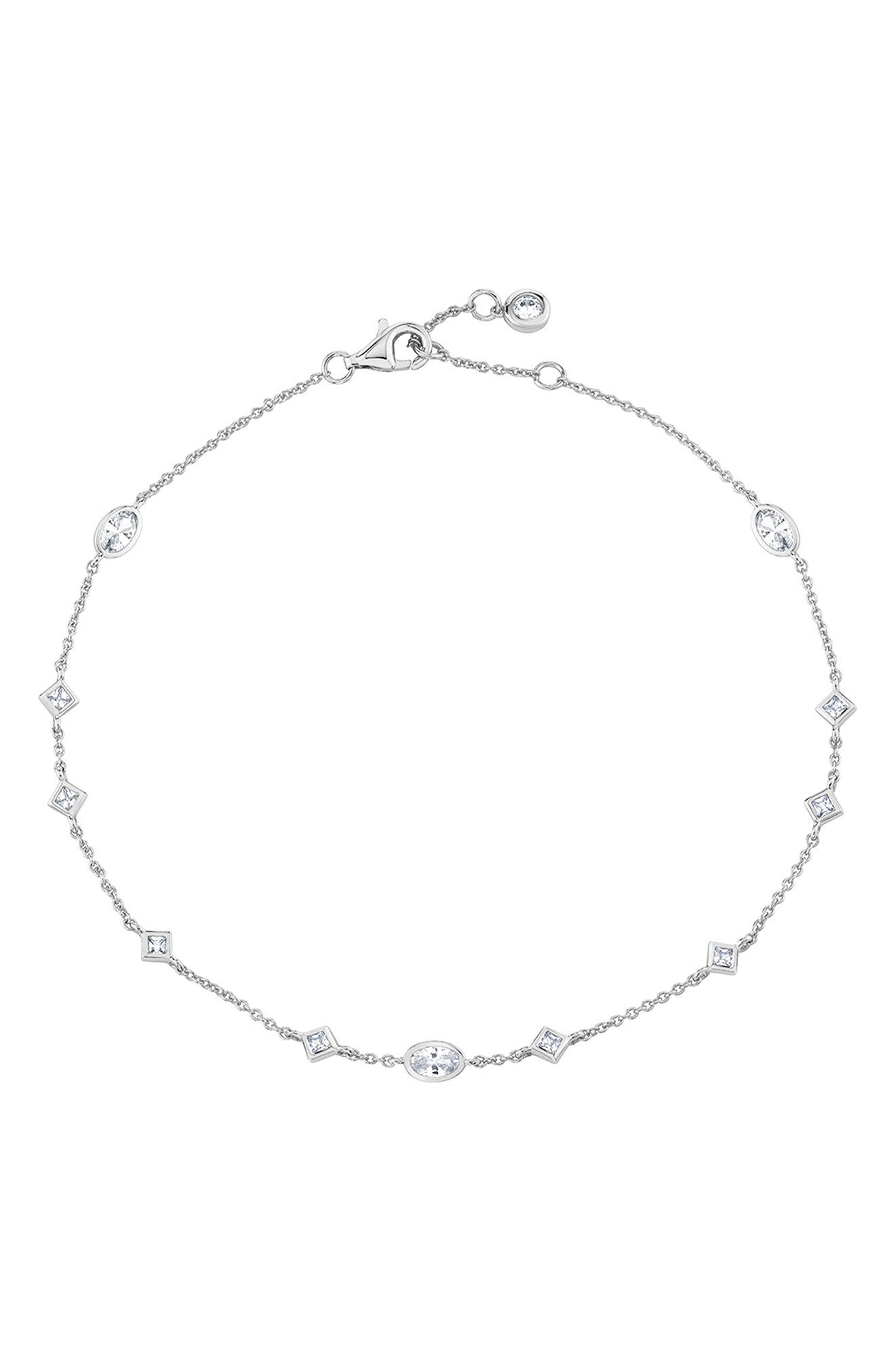 Crislu Princess & Oval Cubic Zirconia Station Chain Anklet (Women ...