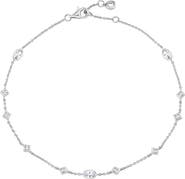 Crislu Princess & Oval Cubic Zirconia Station Chain Anklet