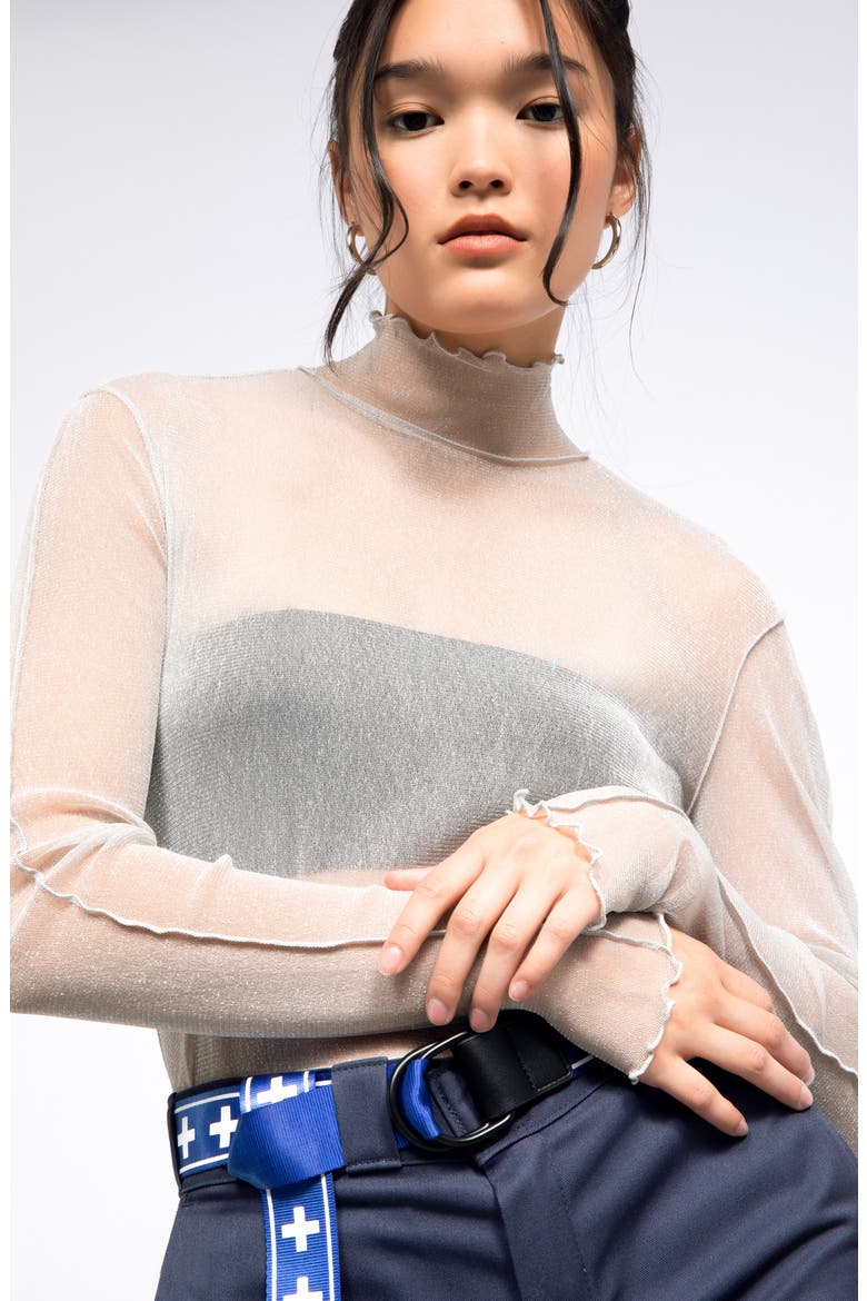 Crop Mock Neck Top (Nordstrom Exclusive), Alternate, color, GREY VIOLET- SILVER