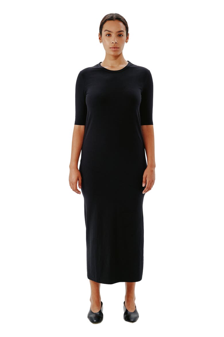 ELBOW SLEEVE DRESS, Alternate, color, BLACK