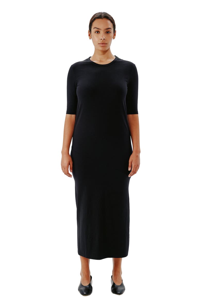 Another Tomorrow ELBOW SLEEVE DRESS, Alternate, color, Black