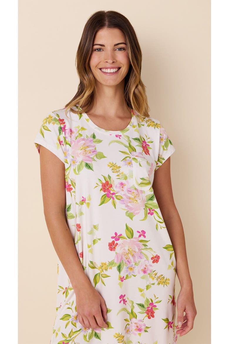Pima Knit Short Sleeved Sleep Shirt, Alternate, color, Florentina