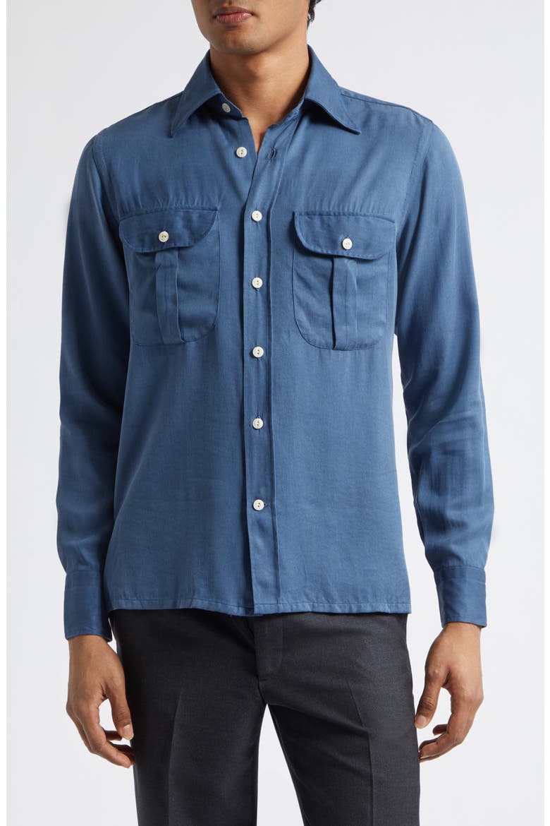 Button-Up Work Shirt, Main, color, BLUE