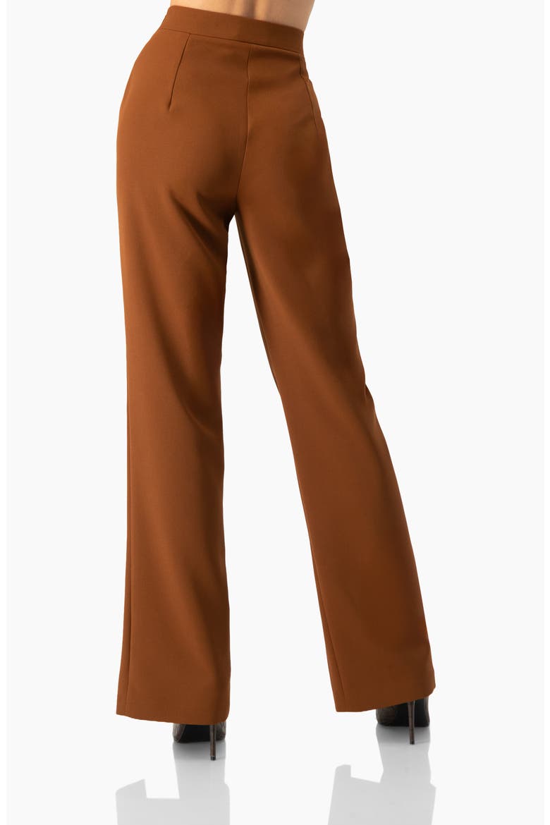 Straight-Leg Trousers with Leg Slits, Alternate, color, Brown