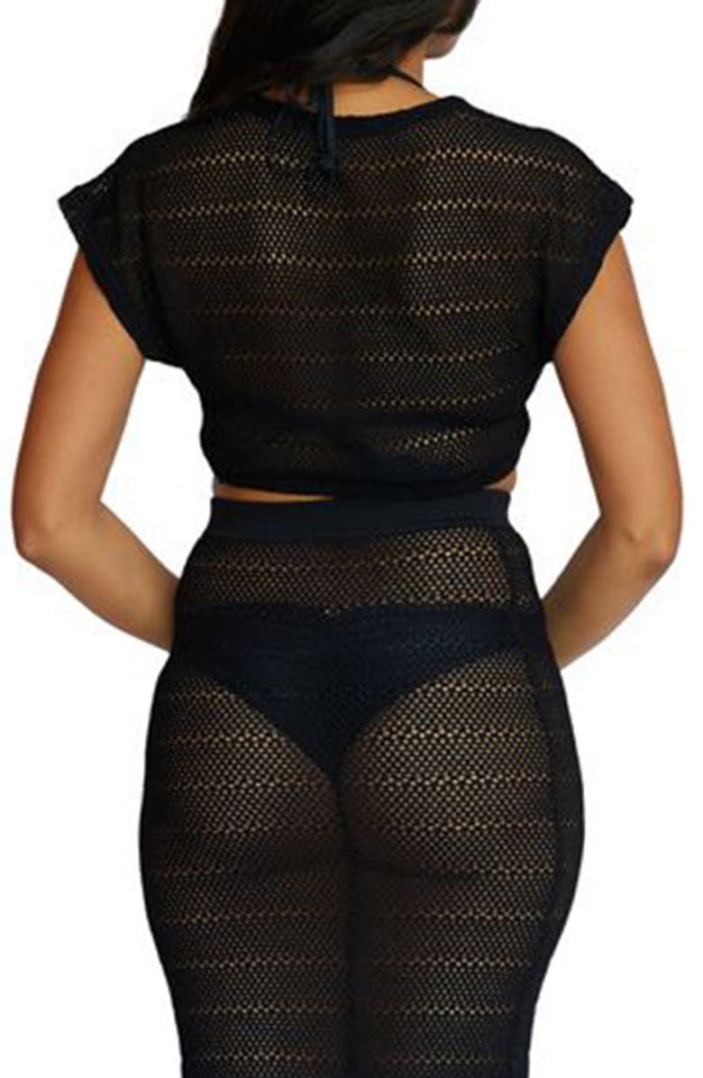 PQ SWIM Renee Open Stitch Cover-Up Crop Top, Alternate, color, Ha