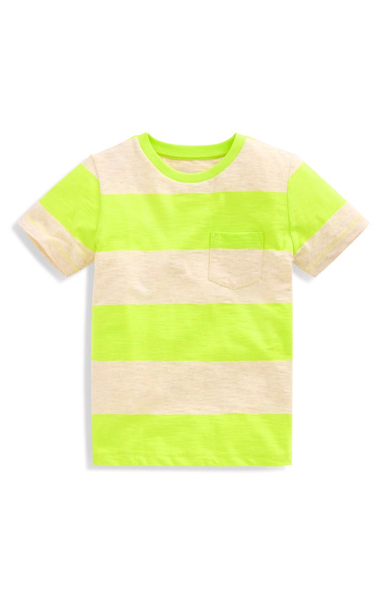 Mini Boden Kids' Everyday Stripe Pocket Cotton T-Shirt, Main, color, Love Bird / Oatmeal Melange