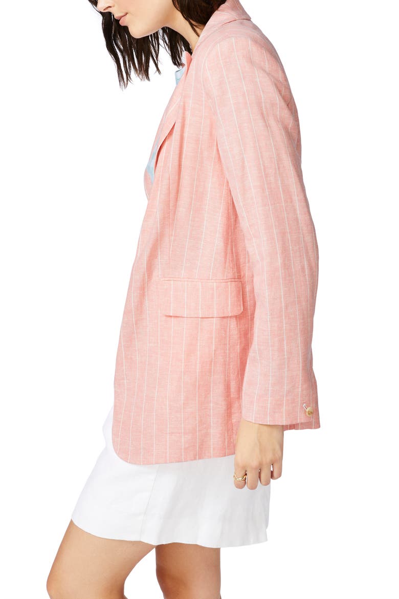 Pinstripe One-Button Blazer, Alternate, color, CHEEKY PEACH