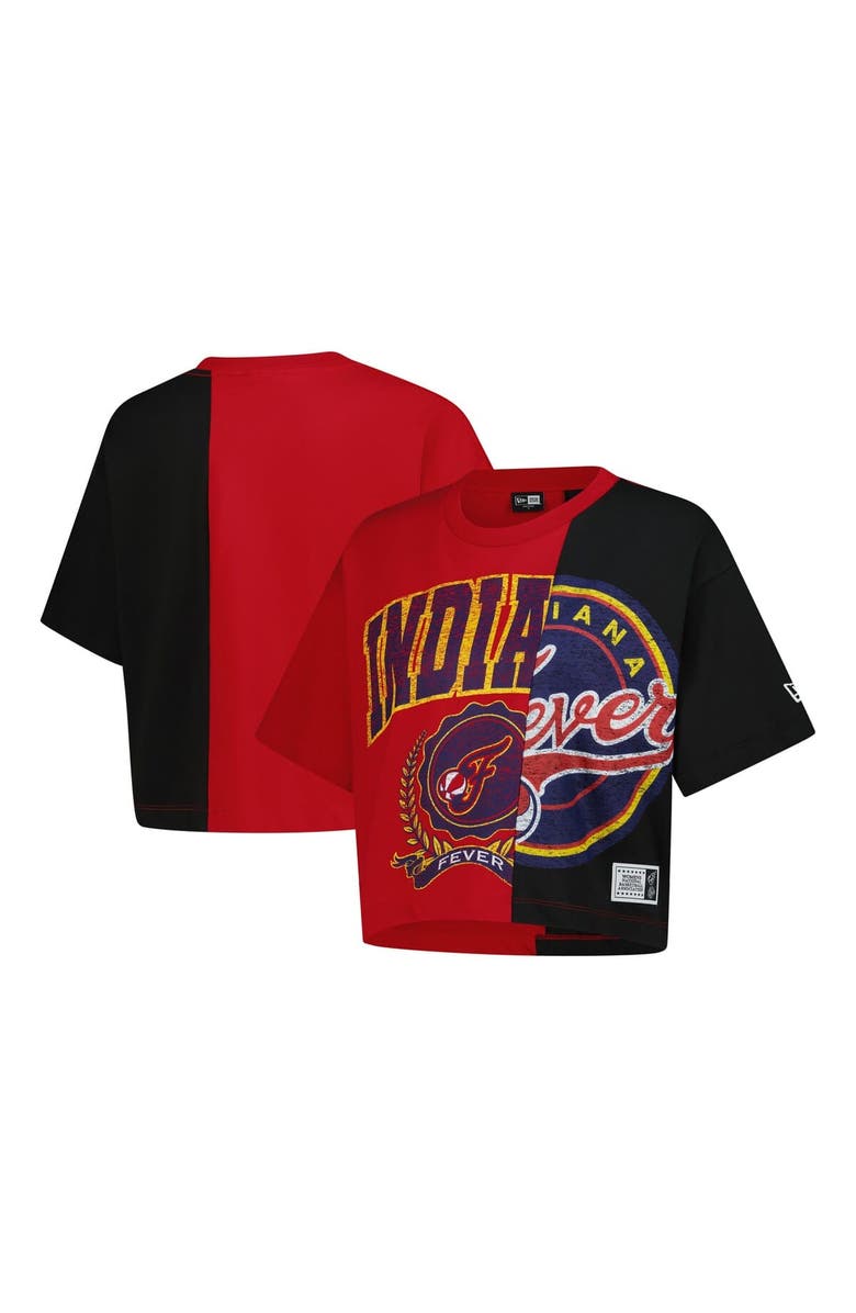 New Era Women's New Era Red Indiana Fever Team Split Cropped Boxy T-Shirt, Main, color, Red