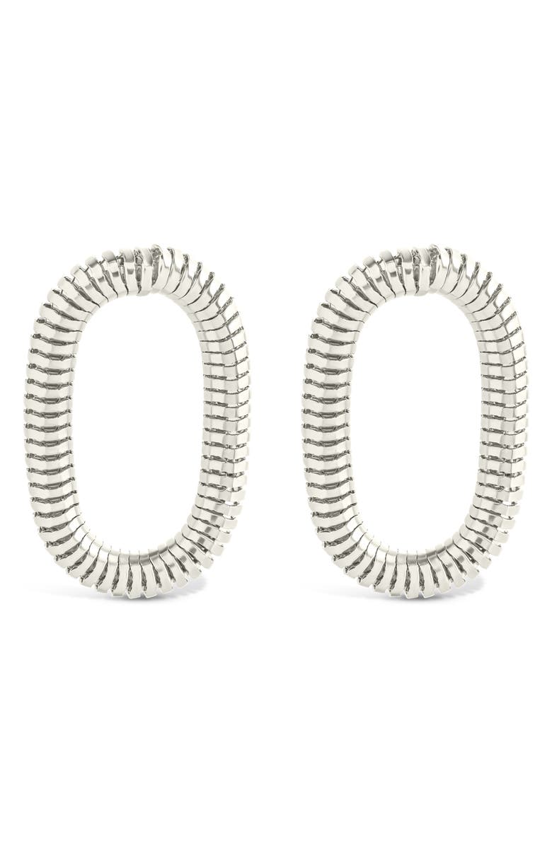 Sterling Forever Indigo Snake Chain Frontal Hoop Earrings, Alternate, color, Silver