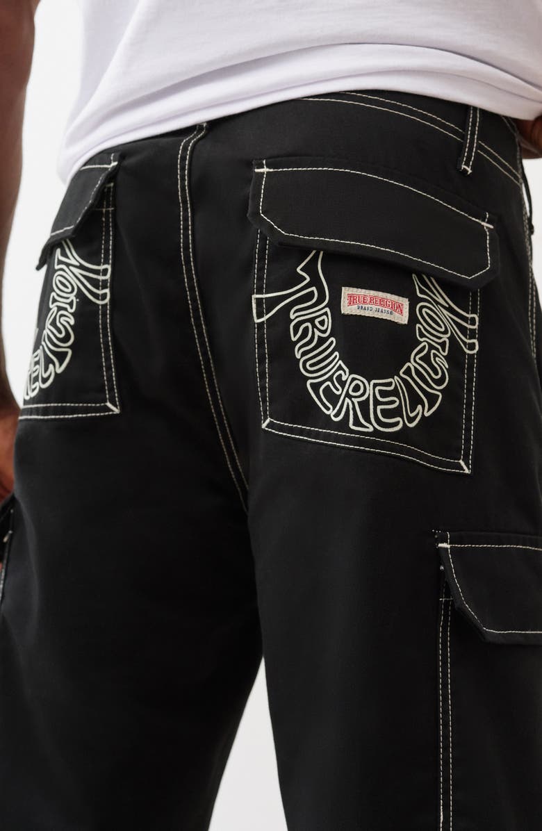 True Religion Horseshoe Outline Cargo Jeans, Alternate, color, Jet Black / Tr-V Red 2