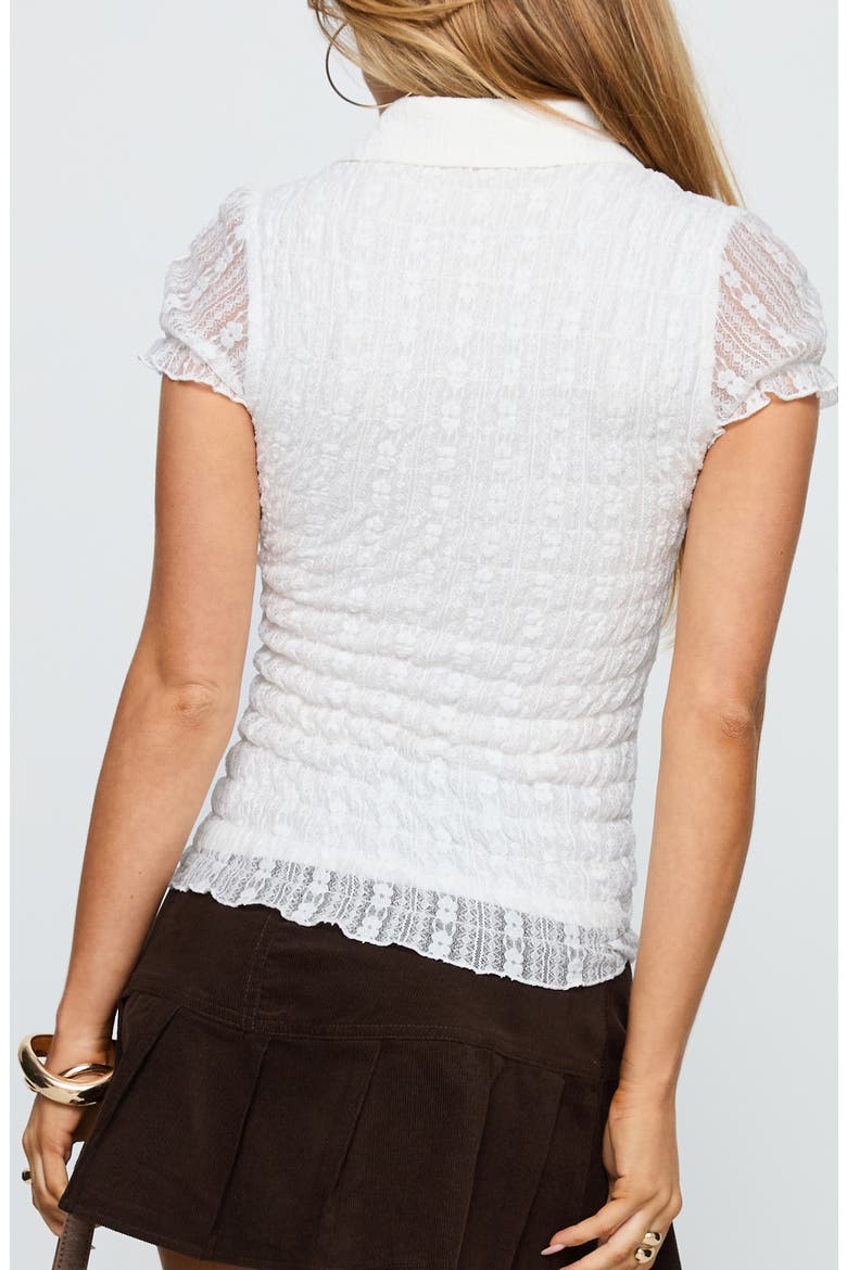 Melaniya Lace Button Up Top, Alternate, color, WHITE