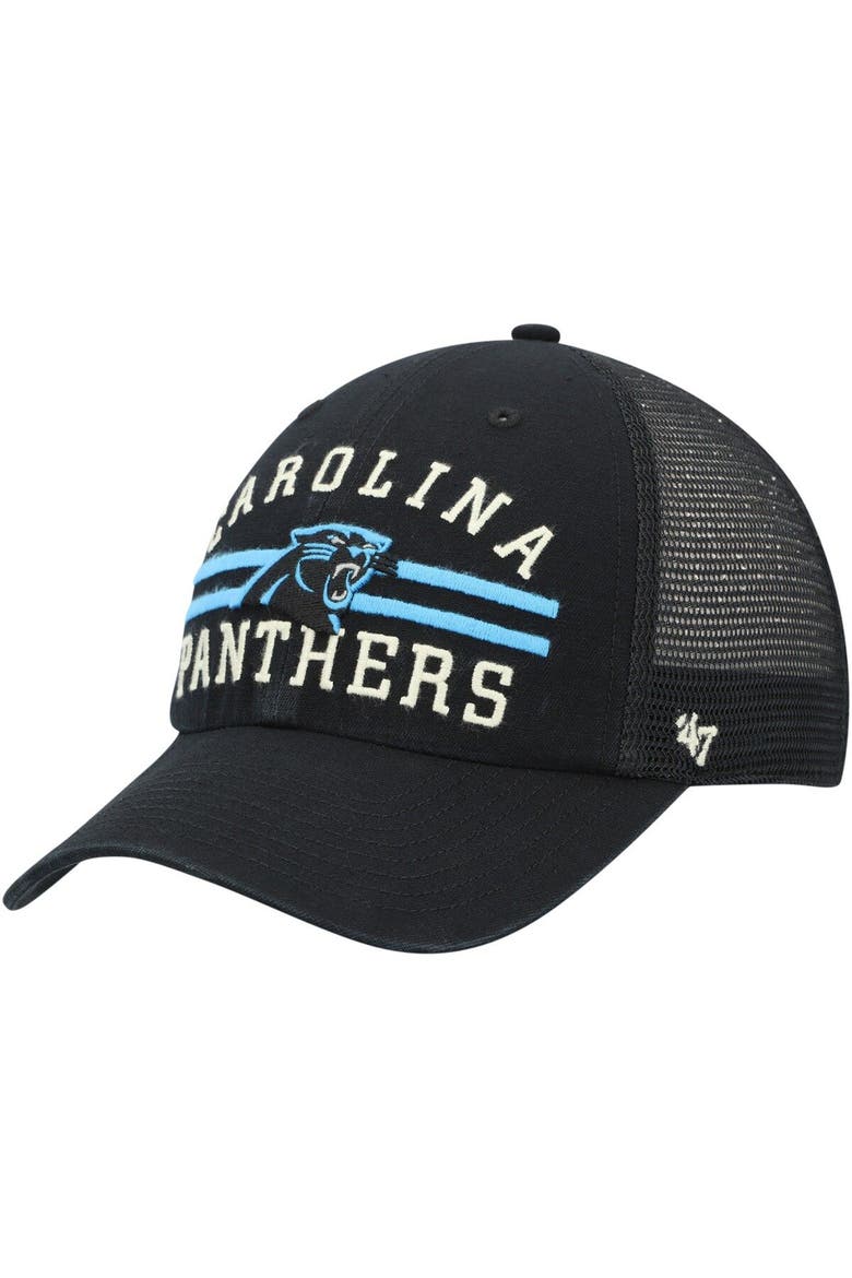 Men's '47 Black Carolina Panthers Highpoint Trucker Clean Up Snapback Hat, Main, color, Black