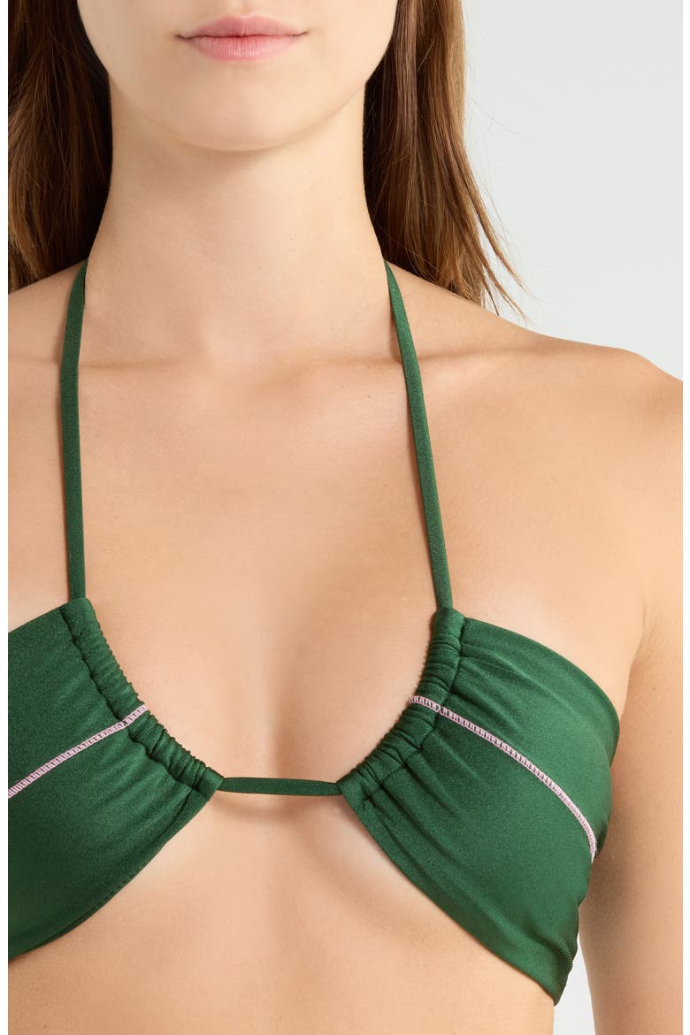 Stitch Splice Bandeau Bikini Top, Alternate, color, JADED JUNIPER