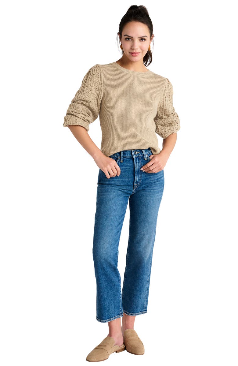Splendid Phoebe Pointelle Sweater, Alternate, color, Heather Camel