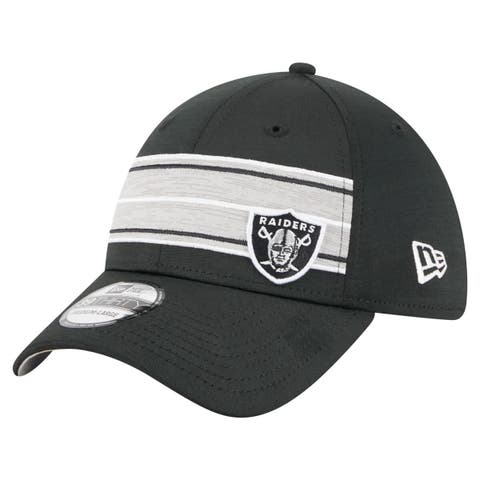 Men's New Era  Black Las Vegas Raiders Stripes 39THIRTY Flex Hat