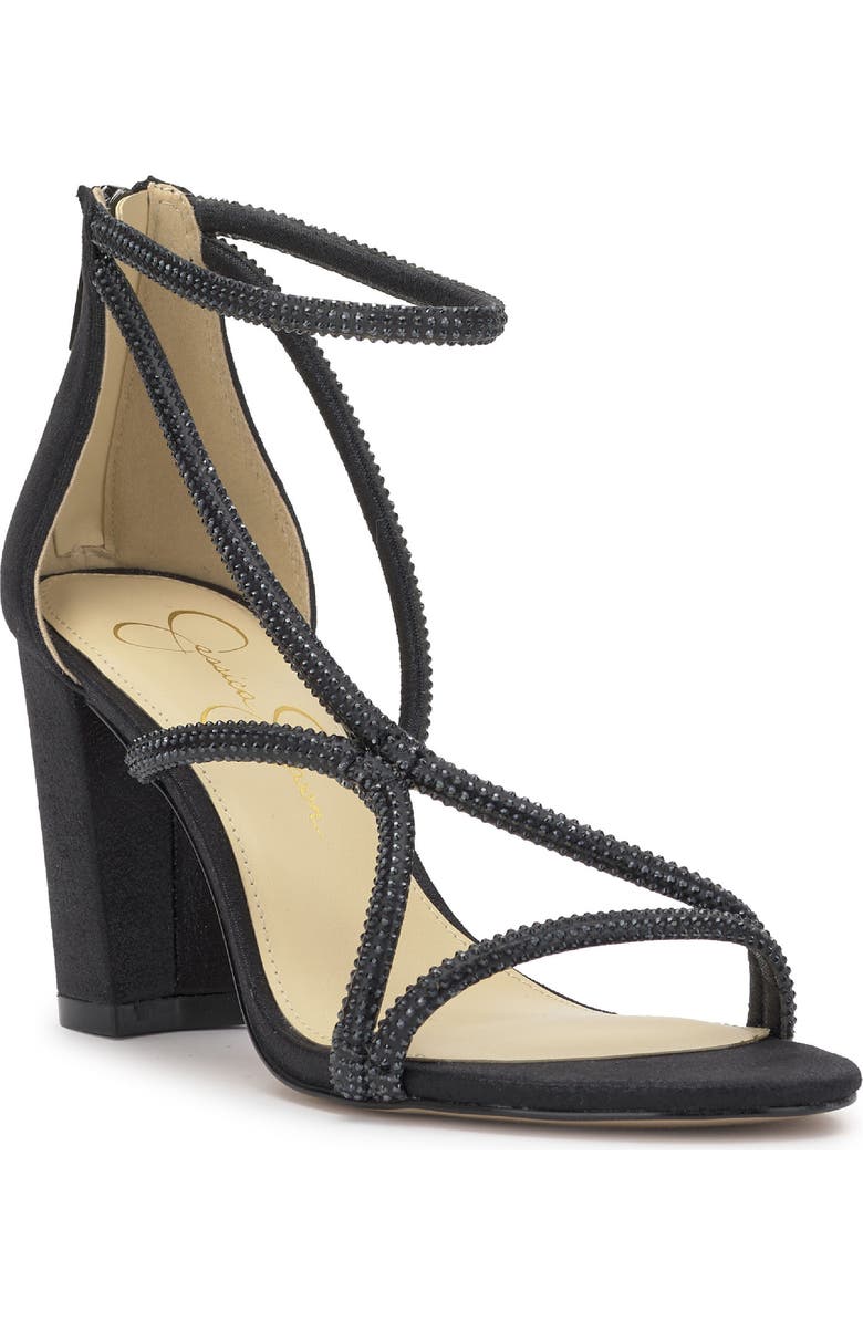 Jessica Simpson Shiny Ankle Strap Sandal, Main, color, Black