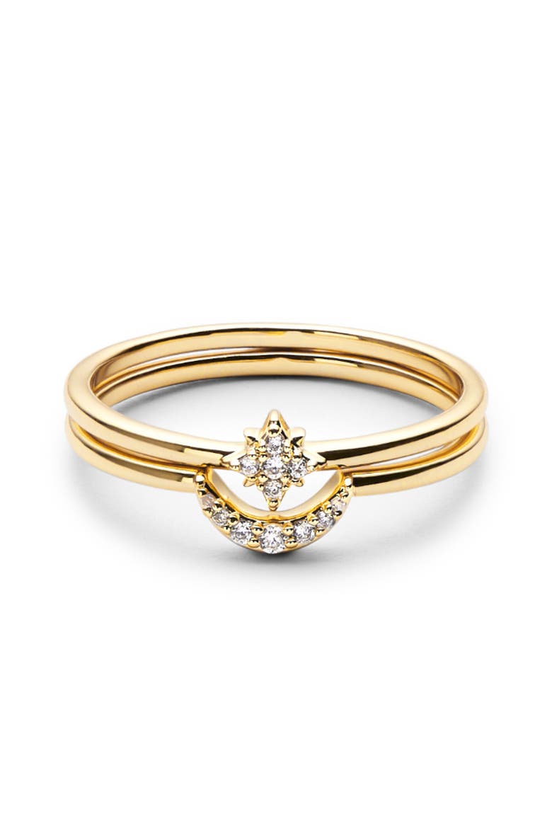 Moon and Star Rings - Sky Set, Main, color, Gold