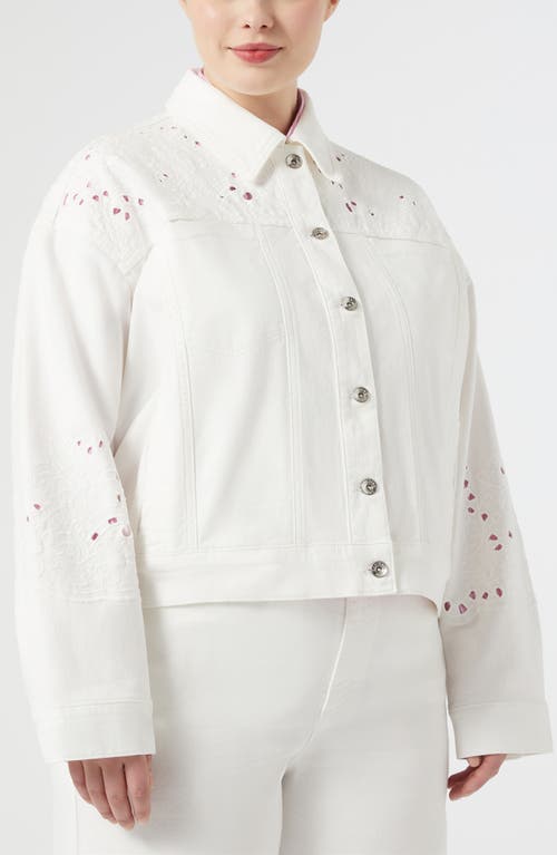 MARINA RINALDI MARINA RINALDI UMICO EMBROIDERED CROP DENIM JACKET 